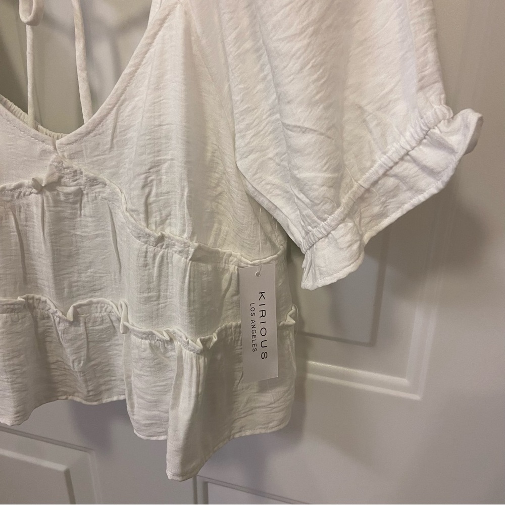 White Ruffled Women's Top - Picture 7 of 13